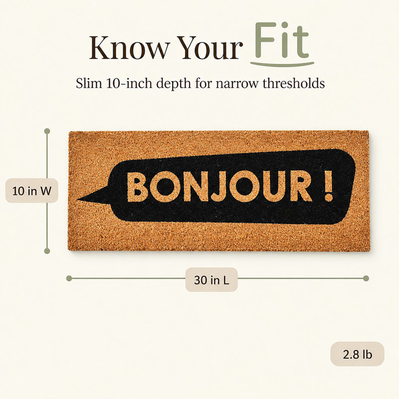 Bonjour 30x10 Long Sheltered Front Door Mat Coco Natural