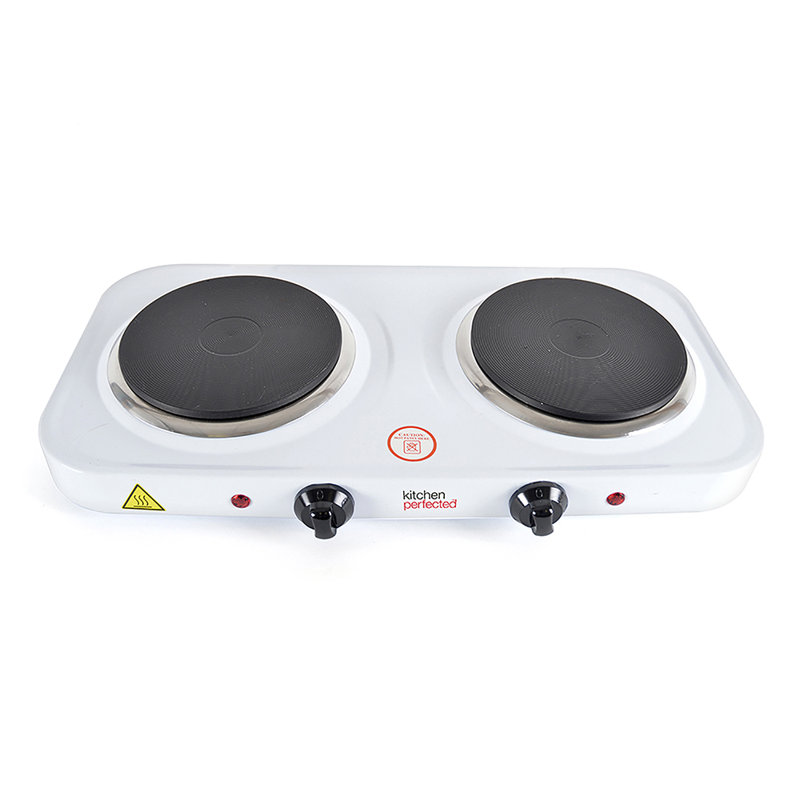 Kitchen Perfected 2000W Electric Double Hotplate, White