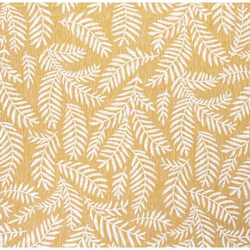 Crossreagh Nevis Palm Frond Yellow/Cream Indoor/Outdoor Rug, Square 5'3"