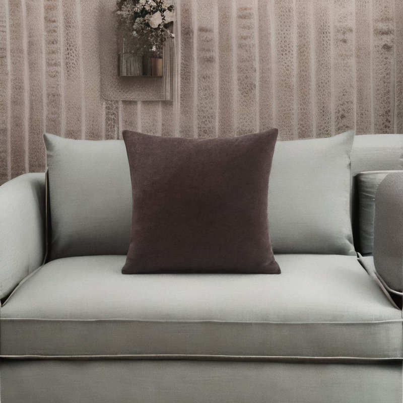 Velvet Feel Chenille Scatter Cushion Cover, Chocolate, 45 cm x 45 cm