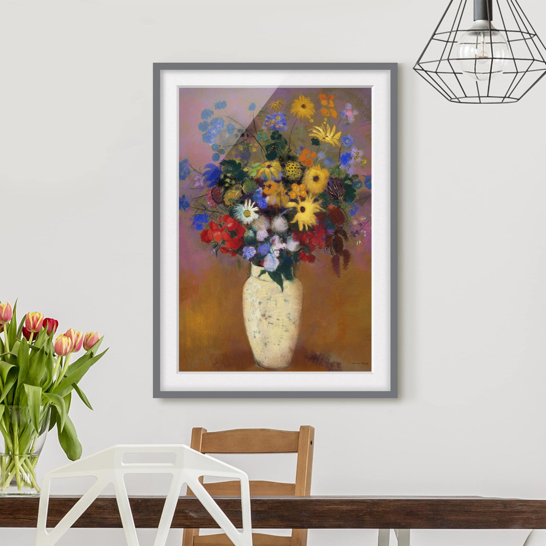 Gerahmtes Papierbild Blumen in einer Vase