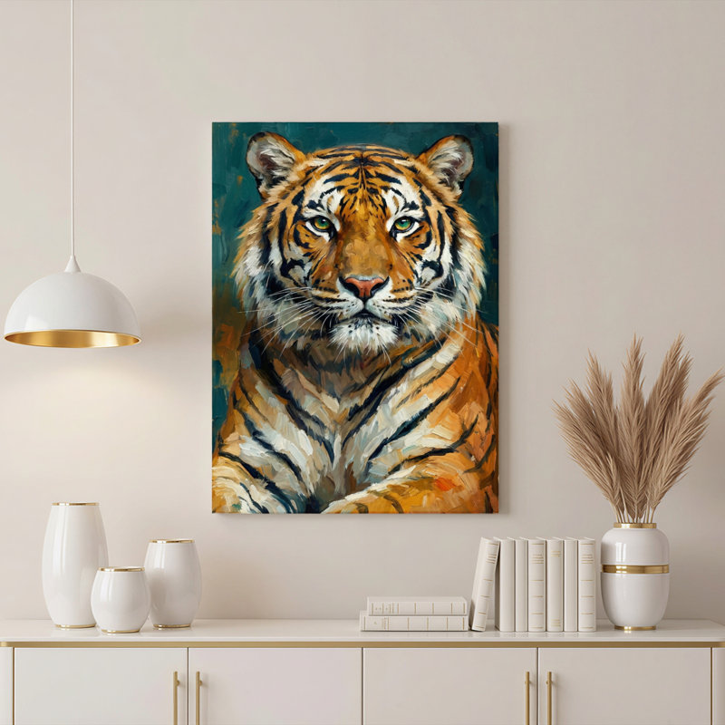«Gallery Wrap», art mural sur toile pour le salon, la chambre à coucher, le bureau ou le vestibule - décoration murale décorative avec portrait de tigre