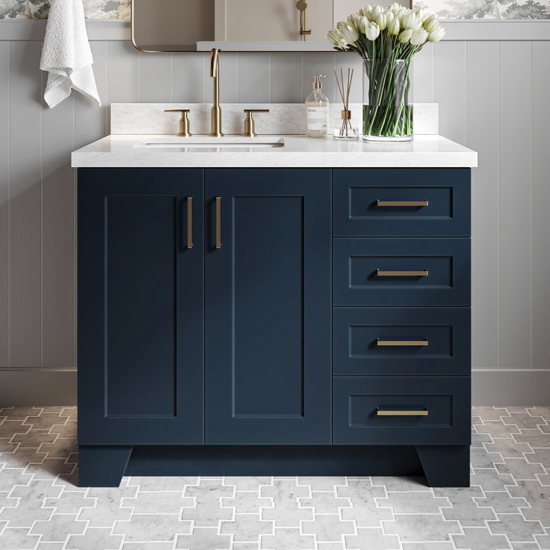 ARIEL TAYLOR 43 IN RIGHT OFFSET RECTANGLE SINK VANITY, Midnight Blue, Rectangle, Left