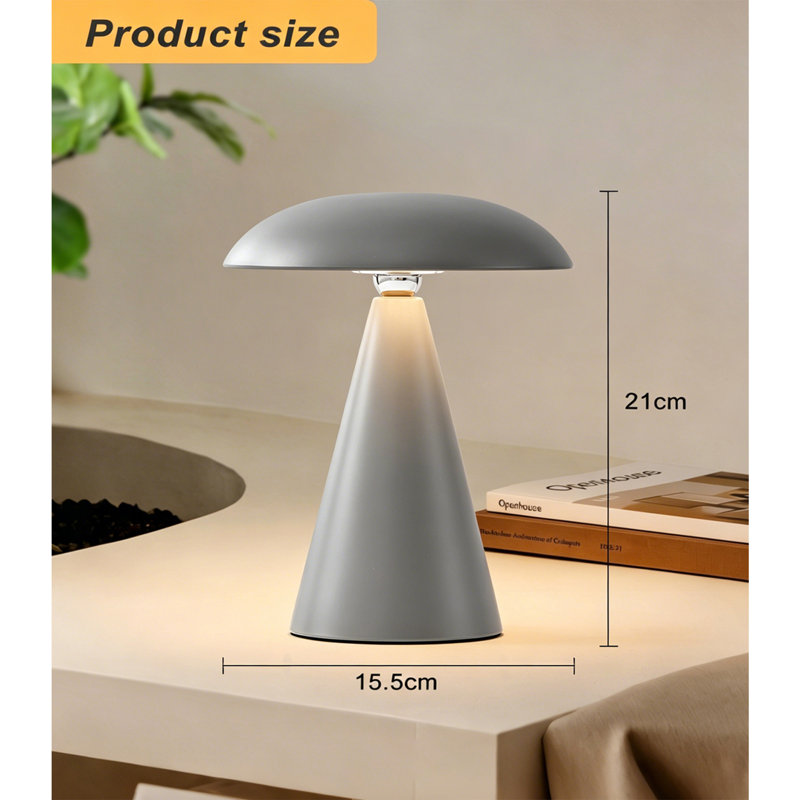Rechargeable Bedside Table Lamp, Portable LED, Grey