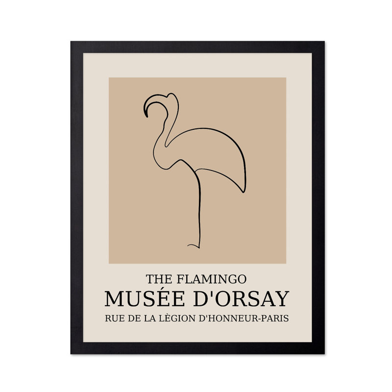 Picasso - Flamant rose, Cadre noir, Affiche, H 18 po x l 24 po