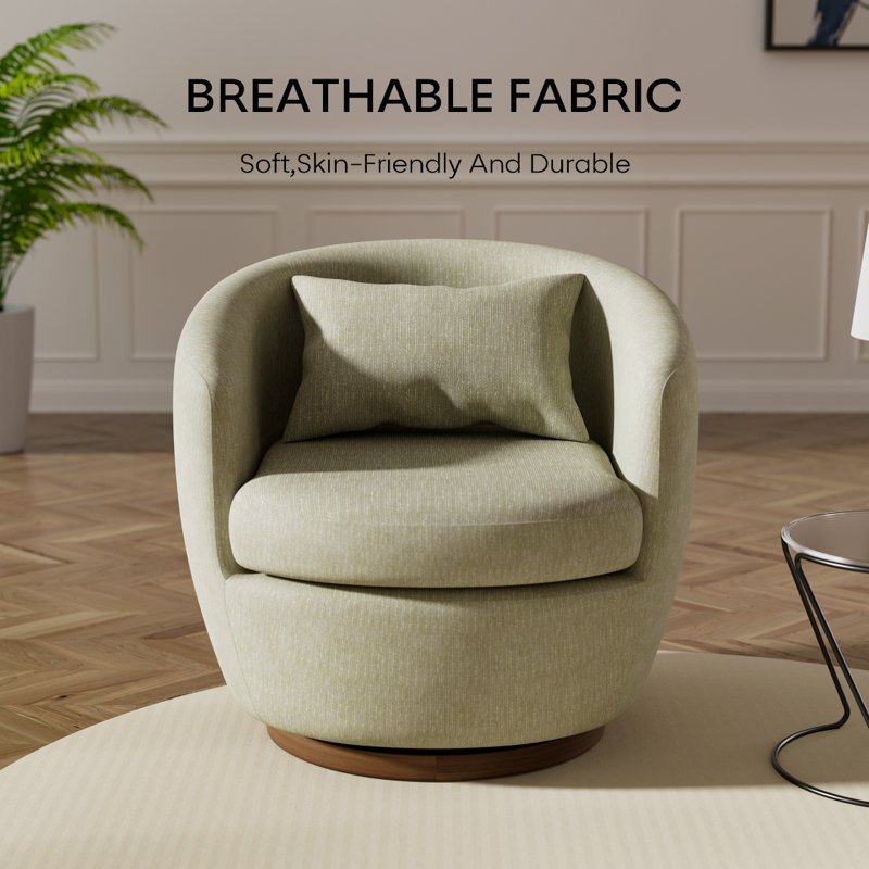 Fauteuil demi-tonneau pivotant large, fauteuil et fauteuils d'appoint pour petits espaces, Chenille beige