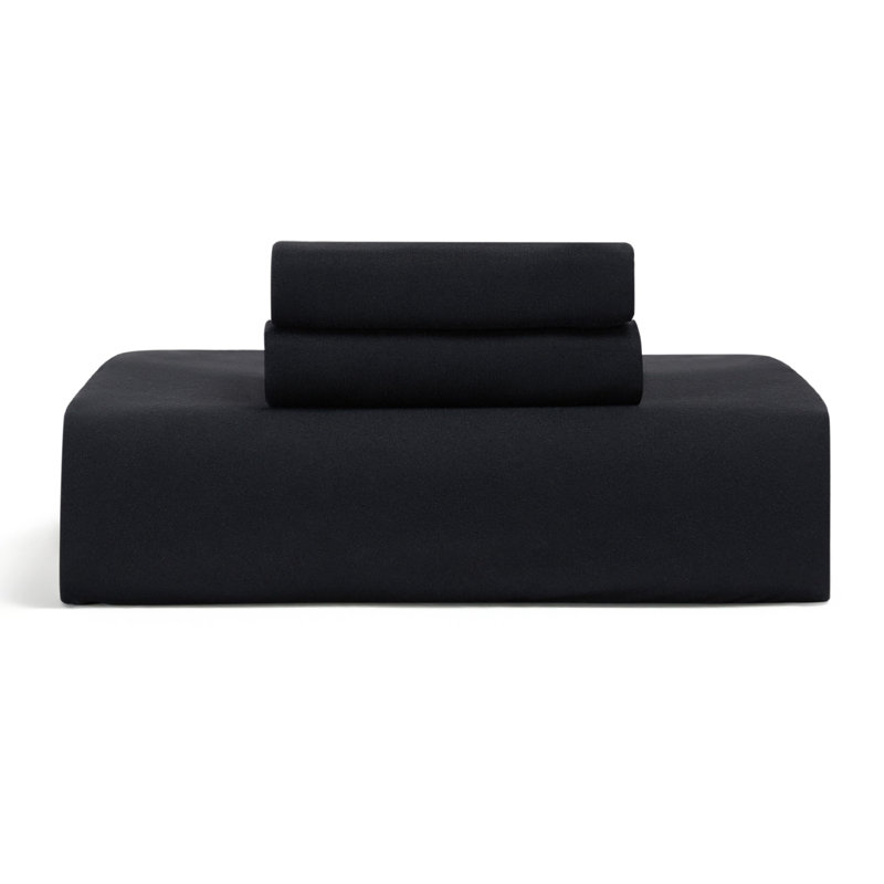 Ensemble de draps-housses en jersey de polyester, Ensemble de drap très grand avec un drap-housse e, Noir