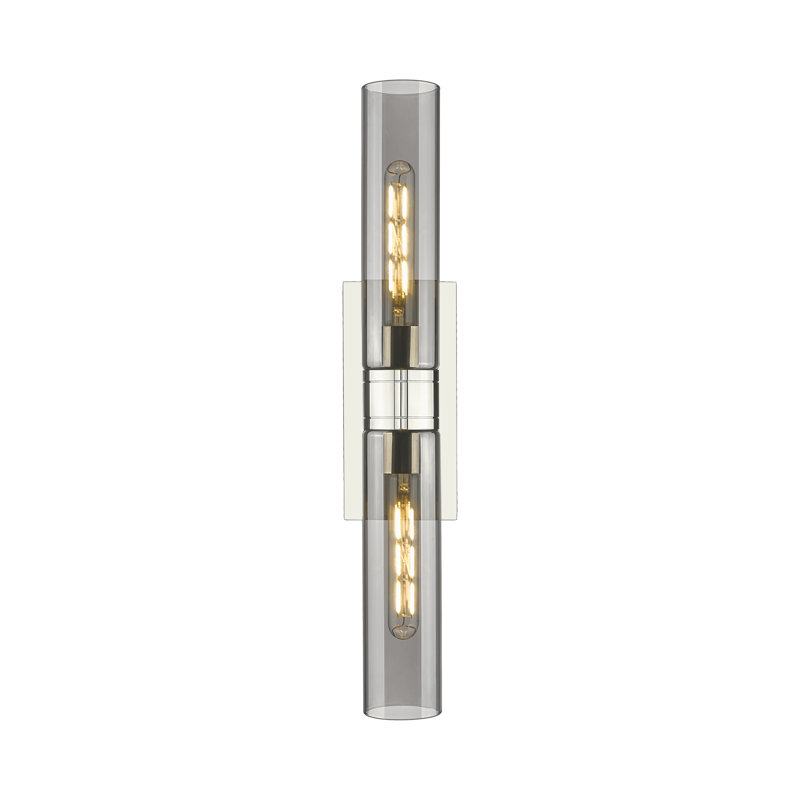 Luminaire de meuble-lavabo mural 2 lumières 11 po Amalle, 3" H x 24" W x 3.88" D, Fumée, Nickel poli