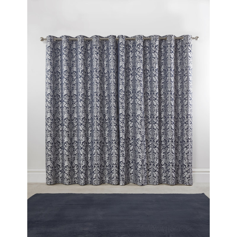 Eden Room Darkening Curtain Pair, Navy, 168 W x 137 D cm