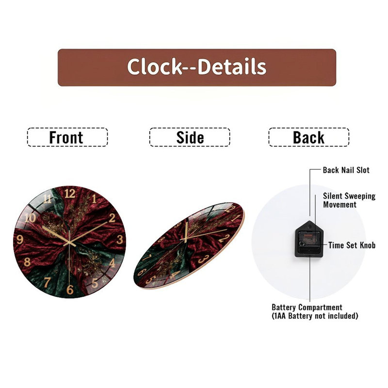 Horloge murale en verre 12 po