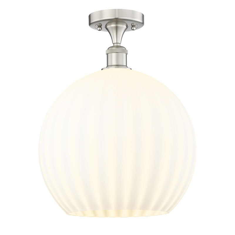 Edison - Adriao - 1 Light Semi-Flush Mount - Adriao Shade, 16.75" H x 13.75" W x 13.75" D, Brushed Satin Nickel