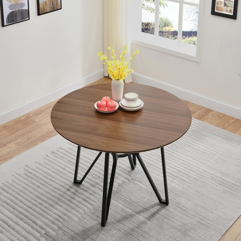 2 - Person Pedestal Dining Set, 31" H x 42" W x 42" D, Black Walnut, Black