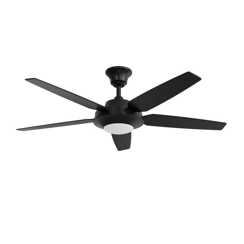 Signature Plus II Collection 54" LED Five Blade Fan, Black, Matte Black
