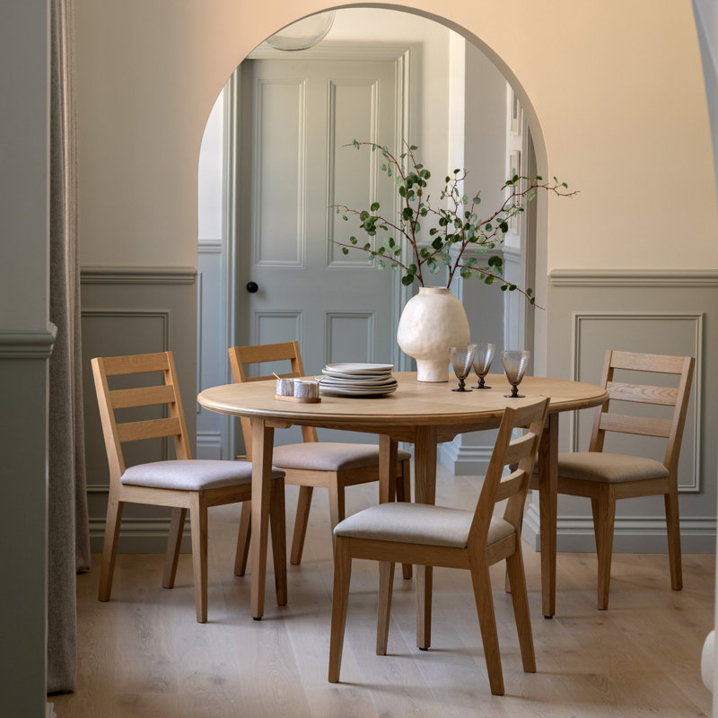 Extendable Round Solid Wood Top Dining Table