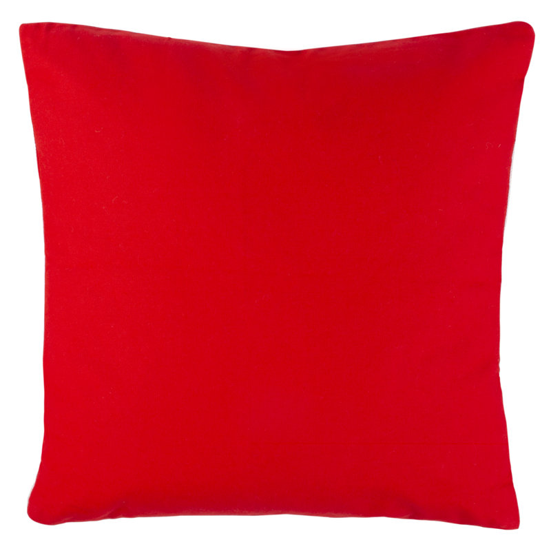 Red and White Polyester Square Holiday Pillow