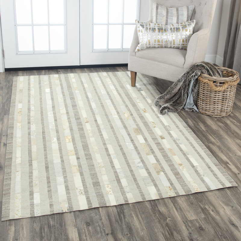 Wild Thing Leather Striped Indoor Rug, Rectangle 5' x 8'