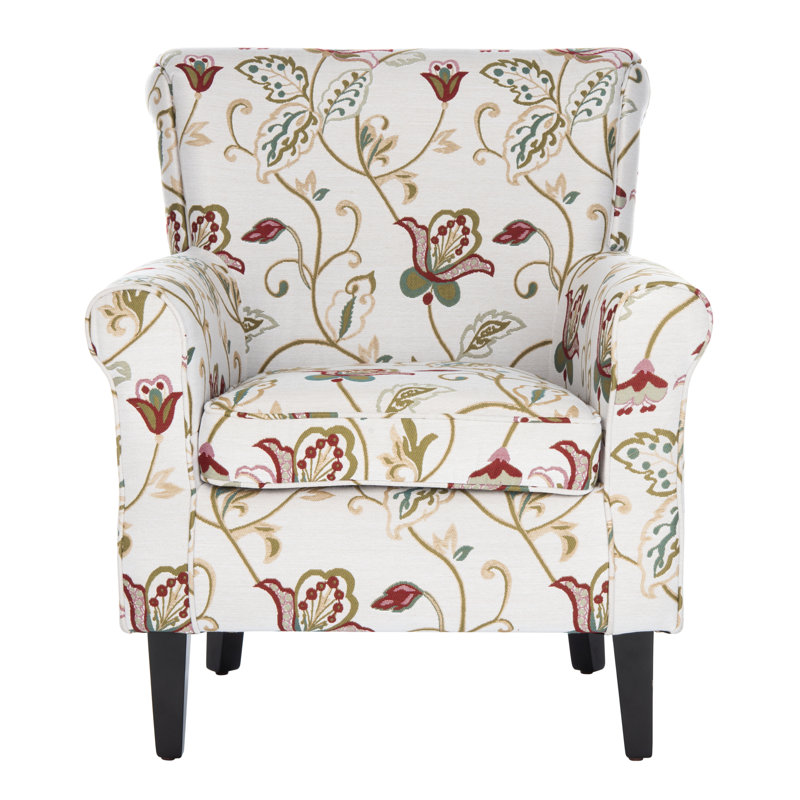 Montgomery Upholstered Armchair, Red/White Cotton Blend Floral