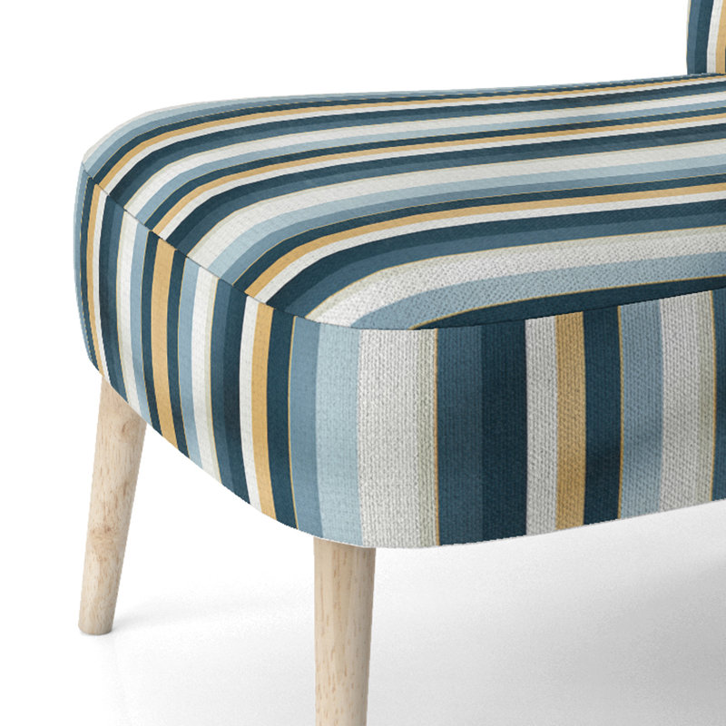 Chaise d'appoint rembourrée moderne et contemporaine bleue et blanche