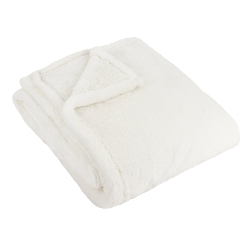 Kallu Throw Machine Woven Throw Blanket, 130cm W x 180cm L, White