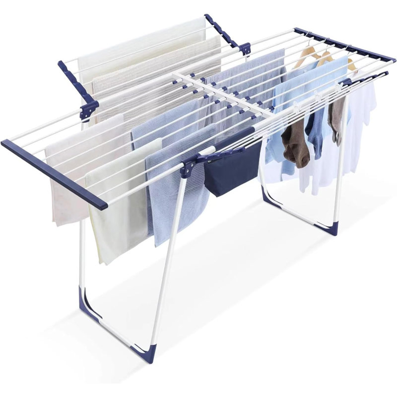 Séchoir à vêtements - Portemanteau pliable intérieur / extérieur, séchoir à vêtements avec pinces 10 pièces + sac