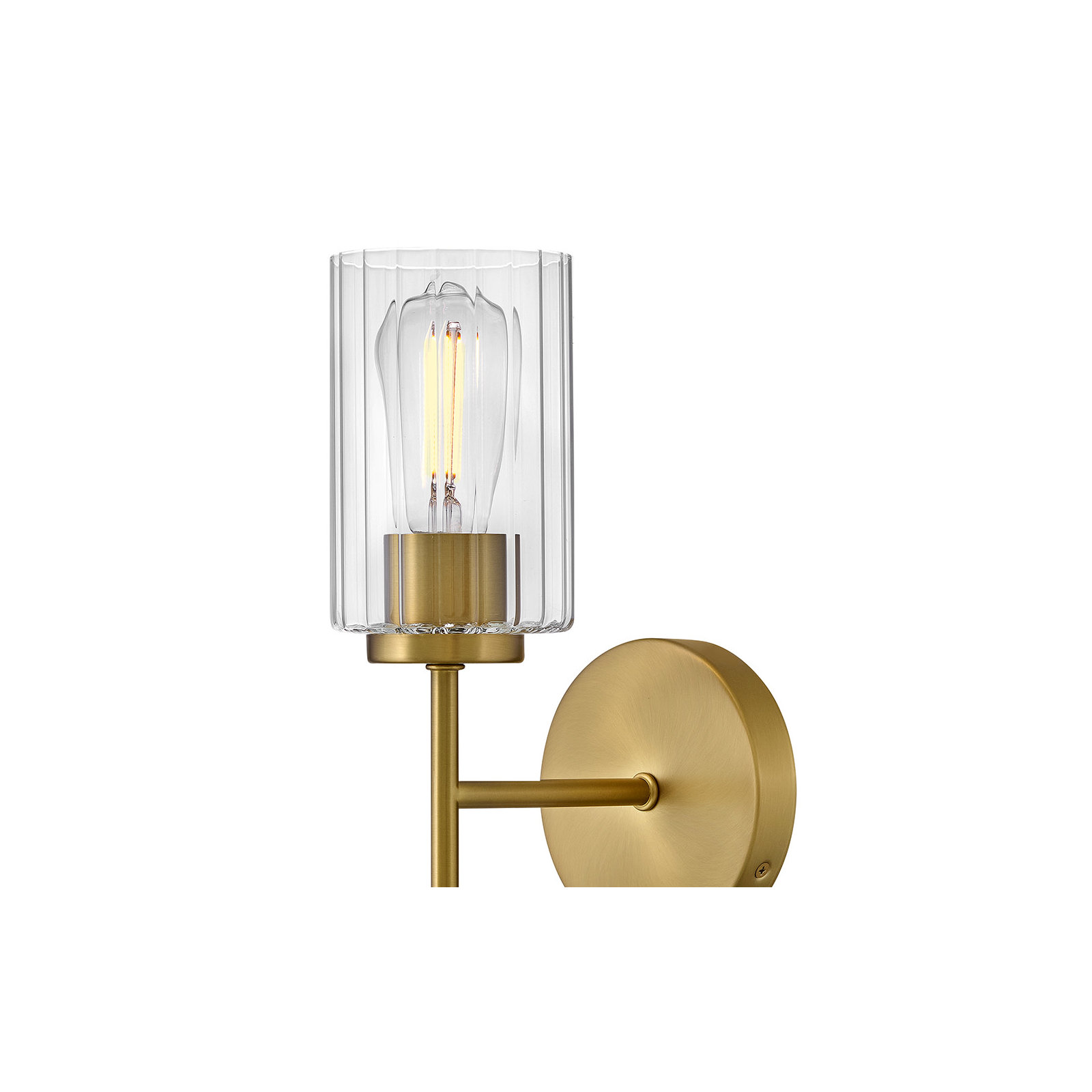 Single Light Bath Vanity Wall Sconce with Clear Ribbed Glass, Bronzea