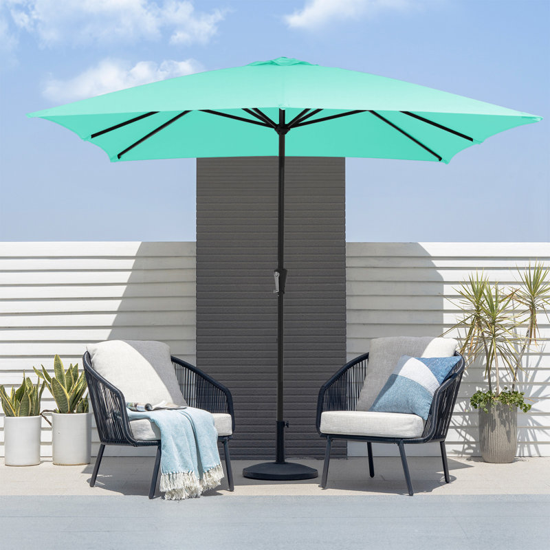 Parasol de marché rectangulaire 120 po x 96 po Berlena, Bleu paon