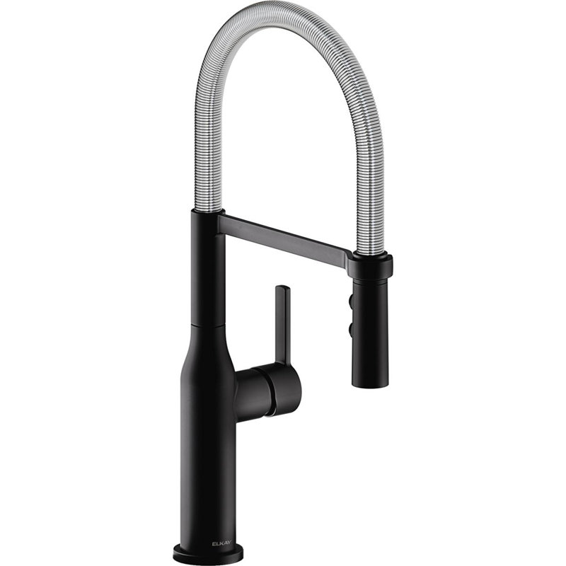 Avado Pull Down Single Handle Kitchen Faucet, Matte Black and Chrome