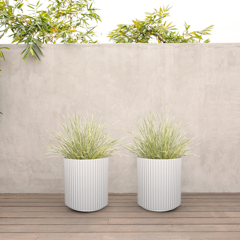 Pot à fleurs rond Demi Series, 2, Blanc, H 16 po x l 14,75 po x P 14,75 po