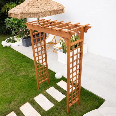 155cm W x 66cm D Solid Wood Arbour in Brown