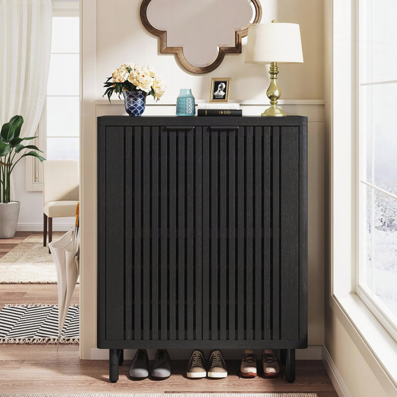 Armoire à café avec rangement 33,46 po avec 2 portes et tablettes, Noir