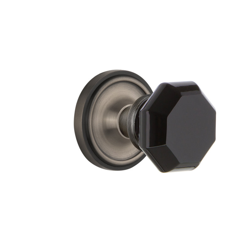 Classic Rosette with Waldorf Black Door Knob, Antique Pewter