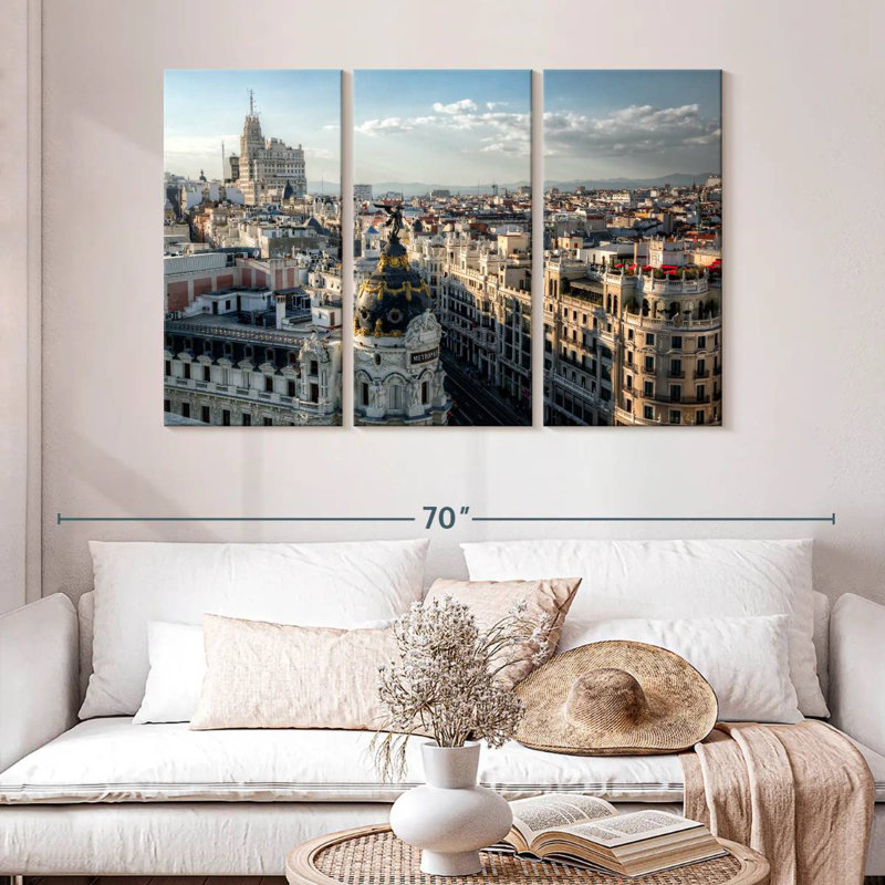 Paysage urbain de Madrid depuis la Gran Via, H 32 po x l 50 po