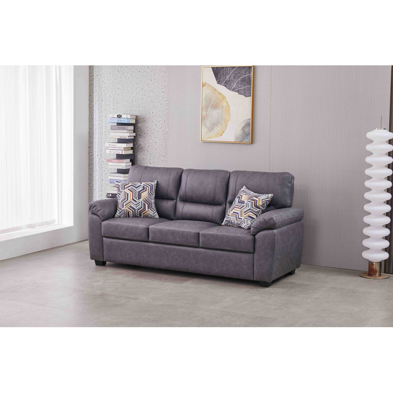 Canapé en similicuir de 80,5 po de largeur, Gris foncé