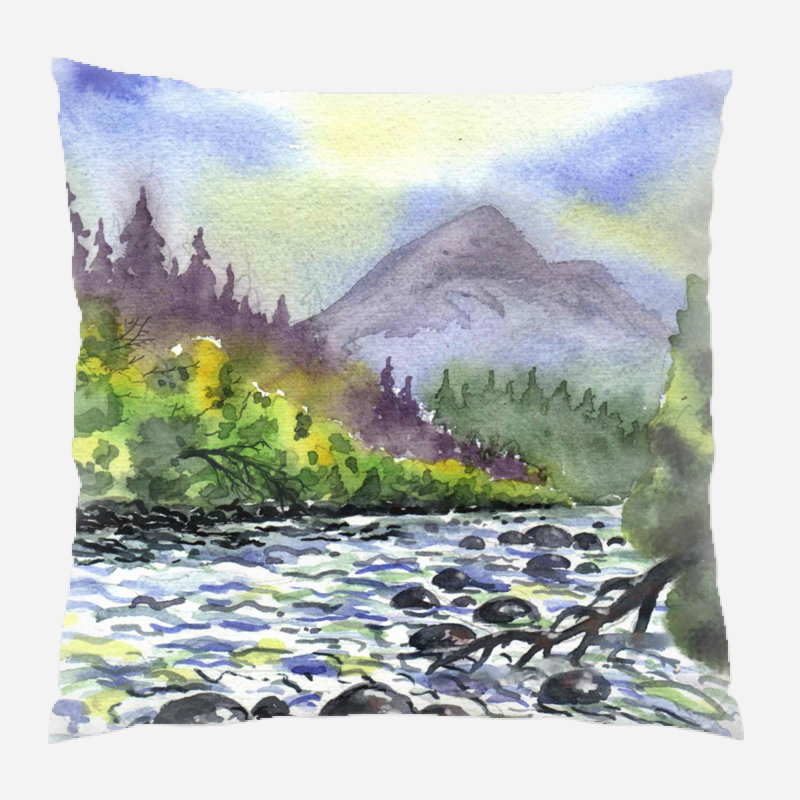 Coussin décoratif aquarelle Jazmin, Intérieur, Microsuède