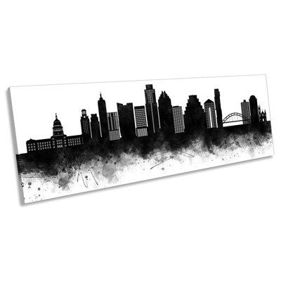 Austin Abstract City Skyline - Wrapped Canvas Panoramic Print