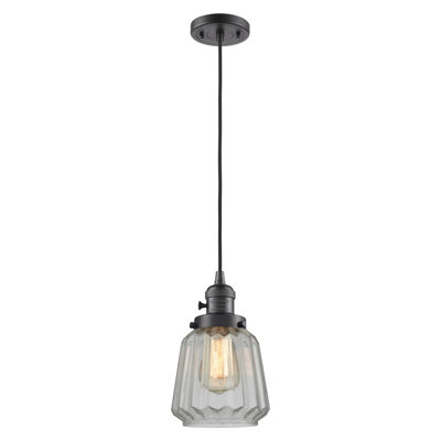 Franklin Restoration - Reidar - 1 Light 7" Cord Hung Mini Pendant - On-Off Turn Switch - LED Bulb 