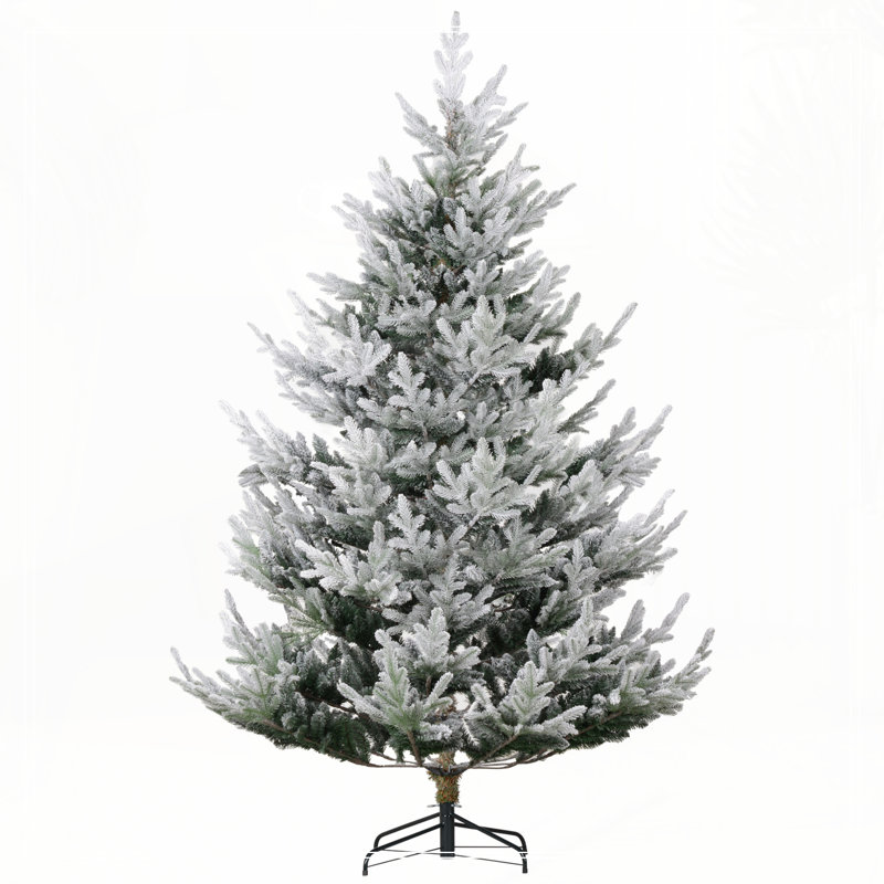 Arbre de Noël artificiel à charnière pin 7,5 pi avec 1218 branches réalistes, base en acier, H 7,4 po