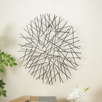 Metal Overlapping Stick Abstract Black Wall Decor