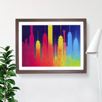 Skyscraper Skyline Splashed Vol.6 Abstract - Framed Print