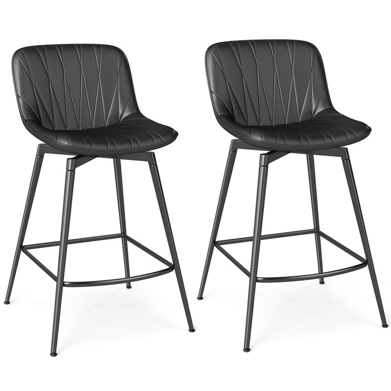 28inch Swivel Bar Stool| Hold Up To 500lbs, Black, 2