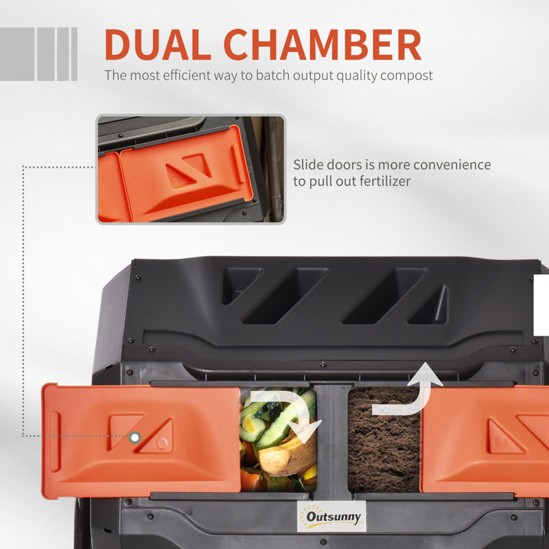 43 Gallon Orange and Black Outdoor Tumbler Composter