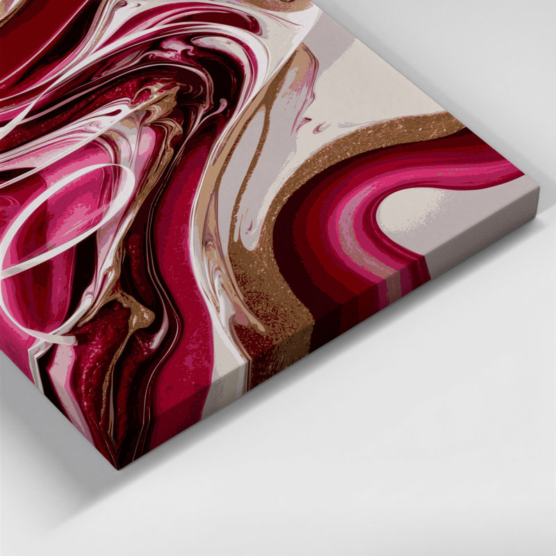 Abstrait art fluide sur toile rouge 24, H 10 po x l 8 po