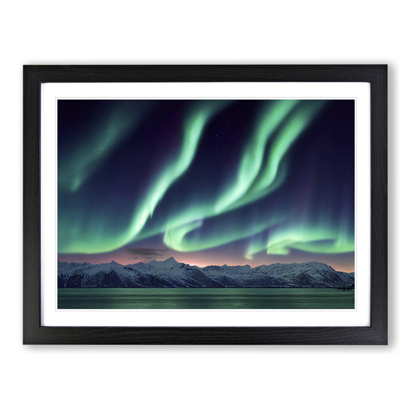 Brilliant Aurora Borealis - Single Picture Frame Print, 25cm H x 34cm W x 2cm D, Black Framed