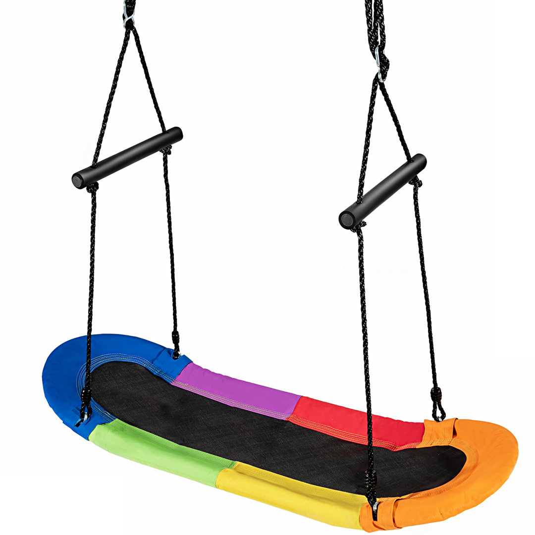 Farner Arlmont & Co. Saucer Tree Swing Surf Kids Outdoor Adjustable Oval Platform with Colorful Handle Arlmont & Co. 