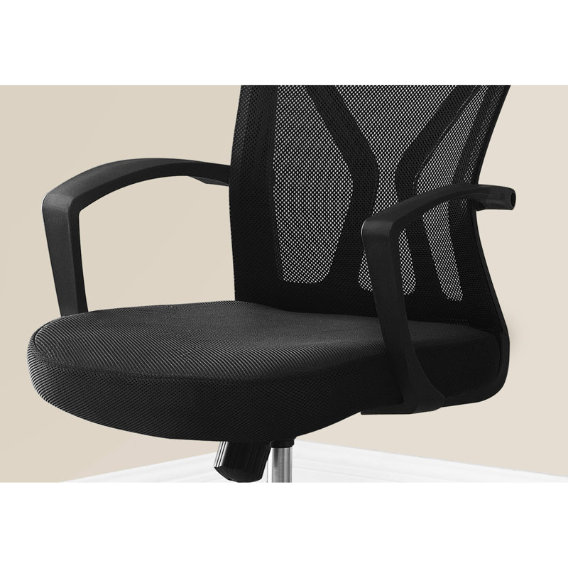 Chaise de bureau ergonomique en filet noir avec pivot à 360 degrés, hauteur réglable et siège rembourré très large pour ordinateur de bureau profond