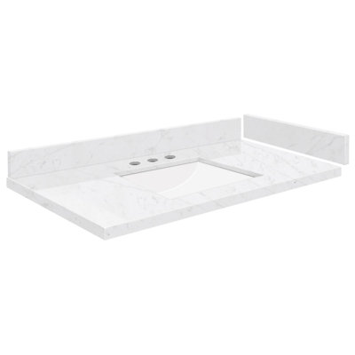 36.5 Single Vanity Top with 3 Faucet Holes -  Transolid, VT36.5x22-1RU-MWT-8