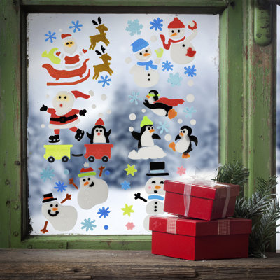 Ensemble de 6 décalcomanies de fenêtre de Noël en gel