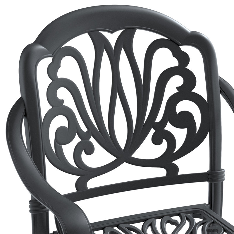 Ensemble de 5 meubles de patio en aluminium coulé avec cadre noir et coussins de siège bruns, 4
