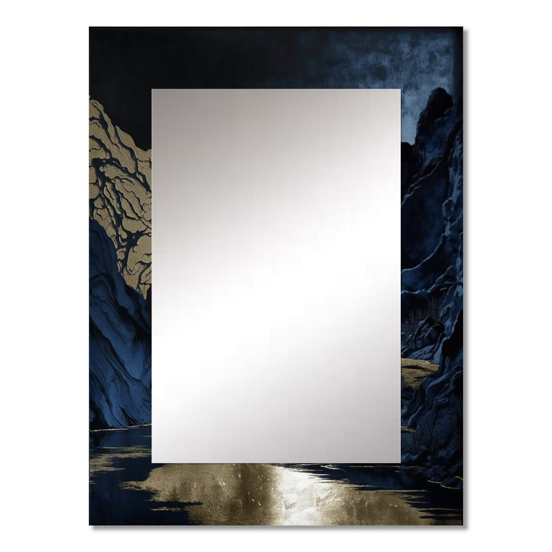 Or givré rivière et montagne III - miroir de montagnes River Forest, 32 po x 24 po