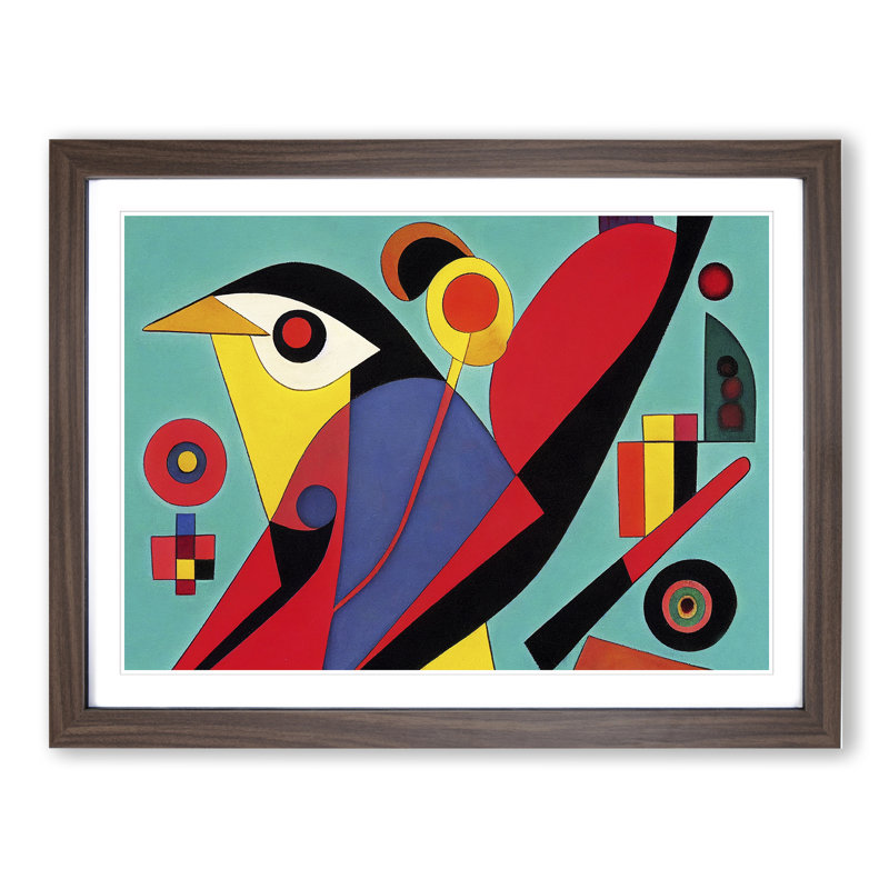Crow Bird Abstract Vol.1 - Single Picture Frame Print, 25cm H x 34cm W x 2cm D, Walnut